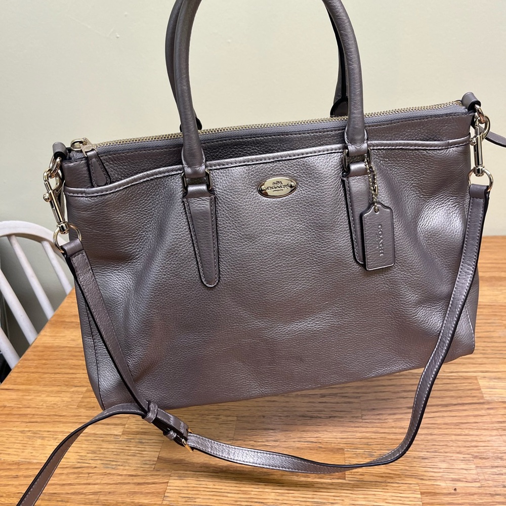 Coach Light Gold Leather Satchel with removable strap
